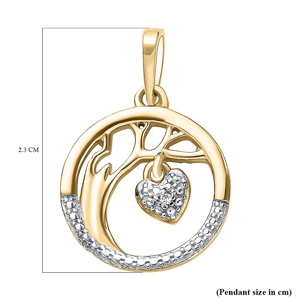 Diamond Pendant in Platinum and 18K Vermeil Overlay Sterling Silver