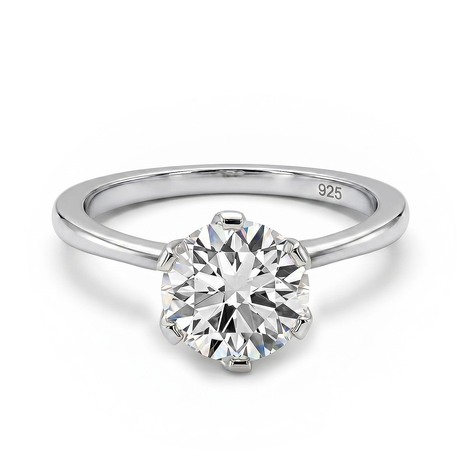 Moissanite Solitaire Ring in Sterling Silver