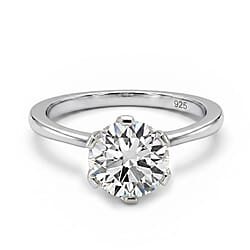 Moissanite Solitaire Ring in Sterling Silver