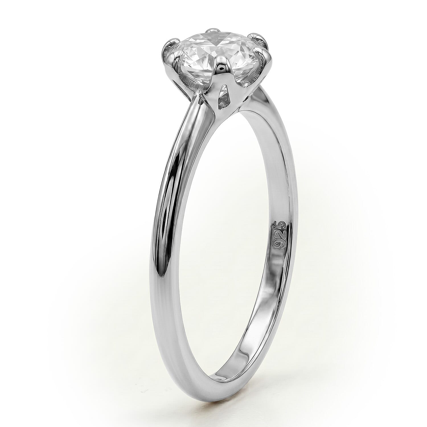 Moissanite Solitaire Ring in Sterling Silver