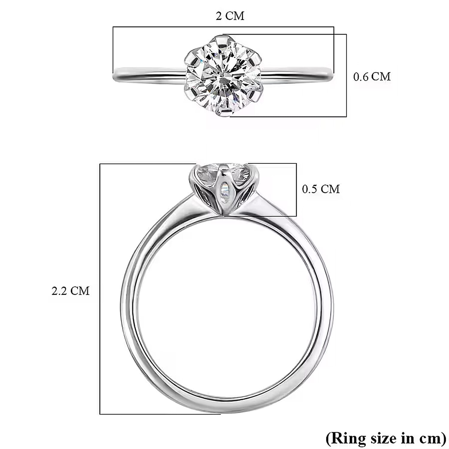 Moissanite Solitaire Ring in Sterling Silver