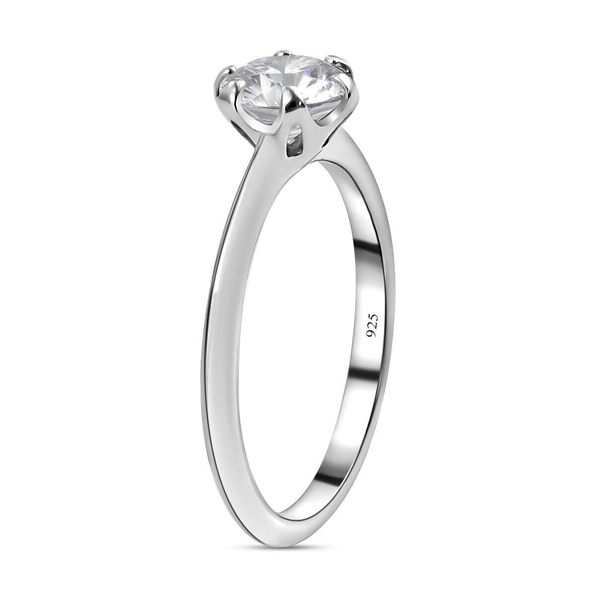 Moissanite Solitaire Ring in Sterling Silver