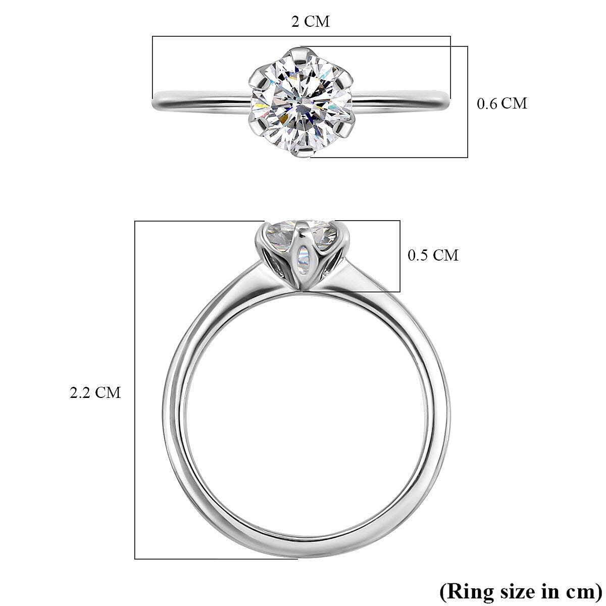 Moissanite Solitaire Ring in Sterling Silver