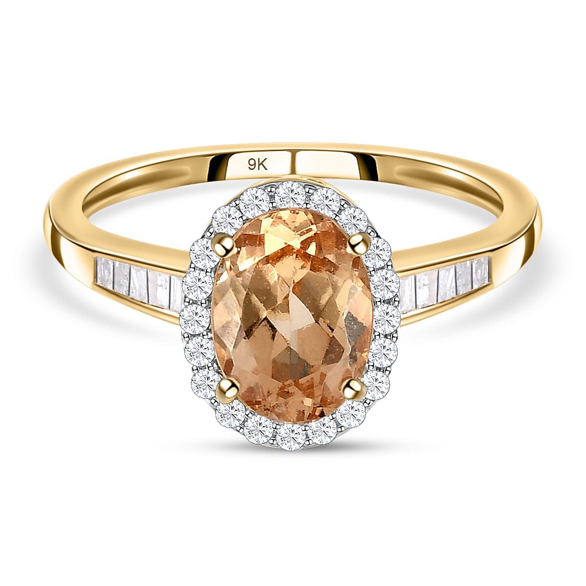 9K Yellow Gold Natural Ceylon Garnet and Diamond Ring 1.67 Ct.