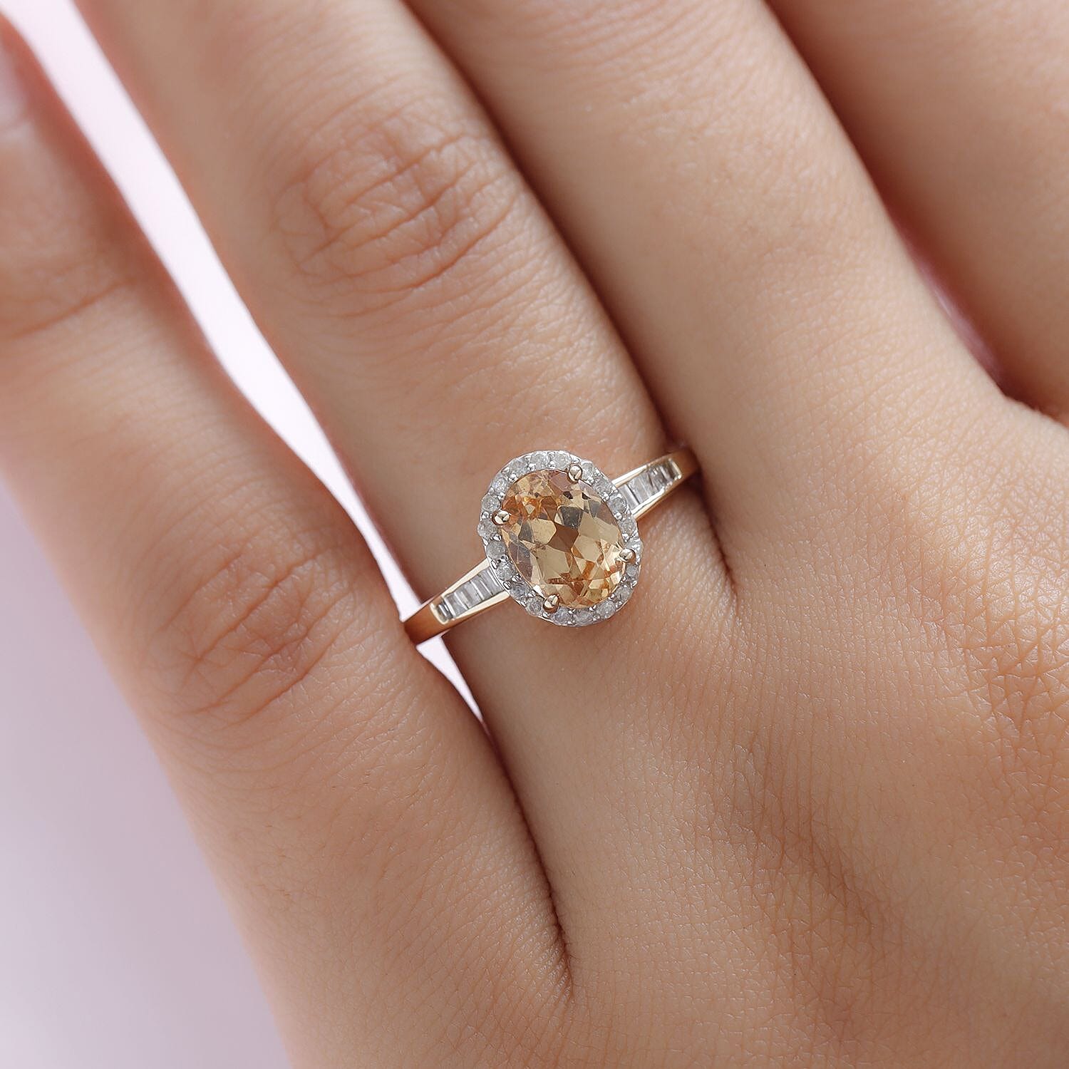 9K Yellow Gold Natural Ceylon Garnet and Diamond Ring 1.67 Ct.