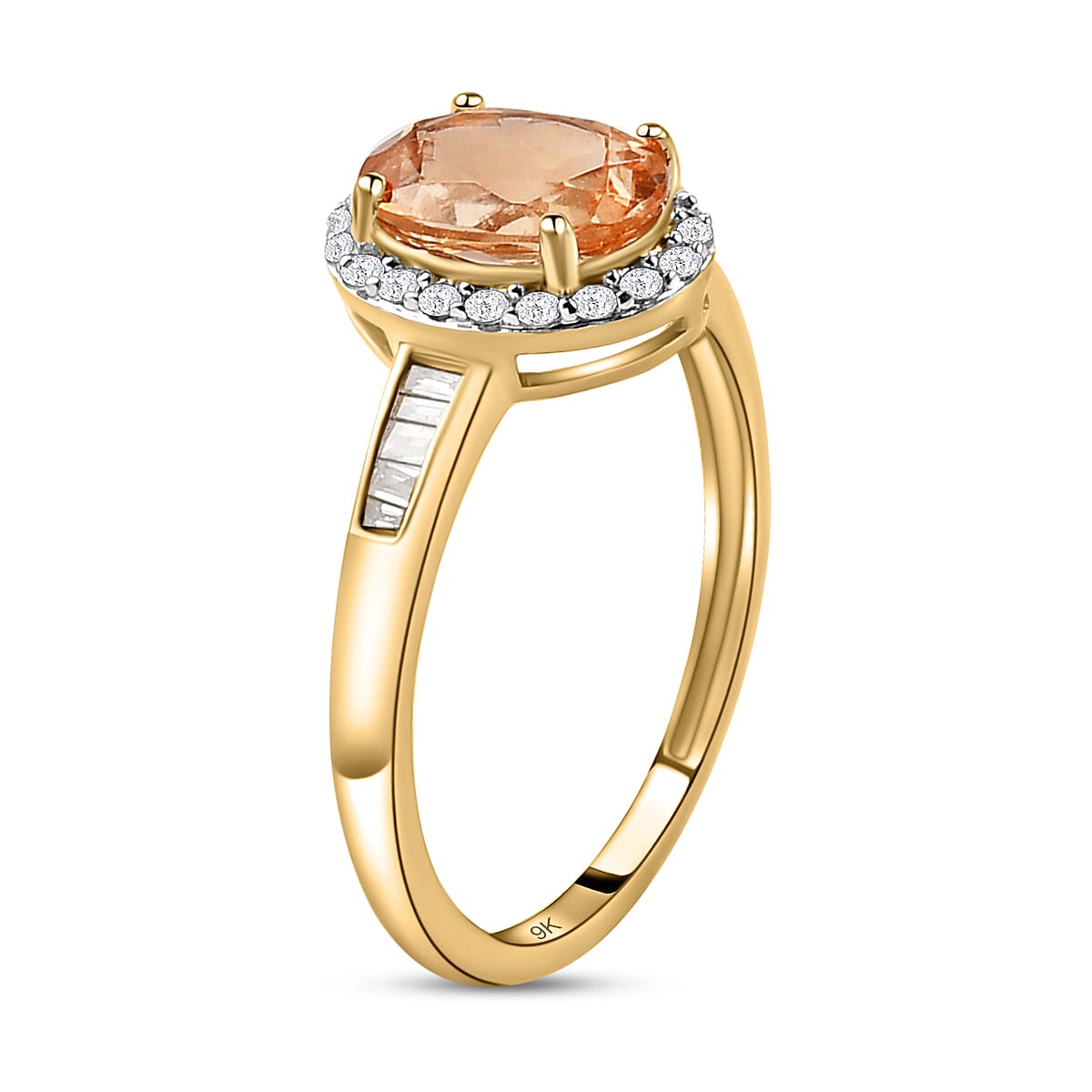 9K Yellow Gold Natural Ceylon Garnet and Diamond Ring 1.67 Ct.