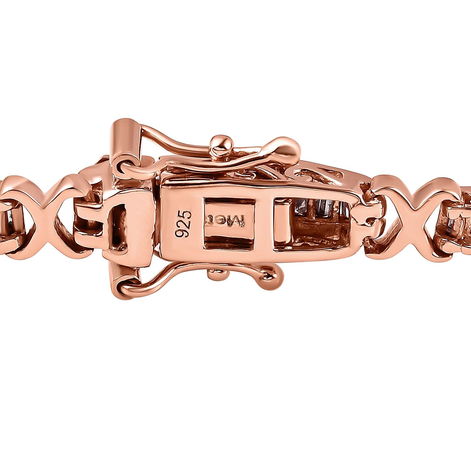 Natural Champagne Diamond Bracelet (Size - 7.5) in 18K Vermeil Rose Gold Plated Sterling Silver 2.50 Ct, Silver Wt. 9.10 Gms