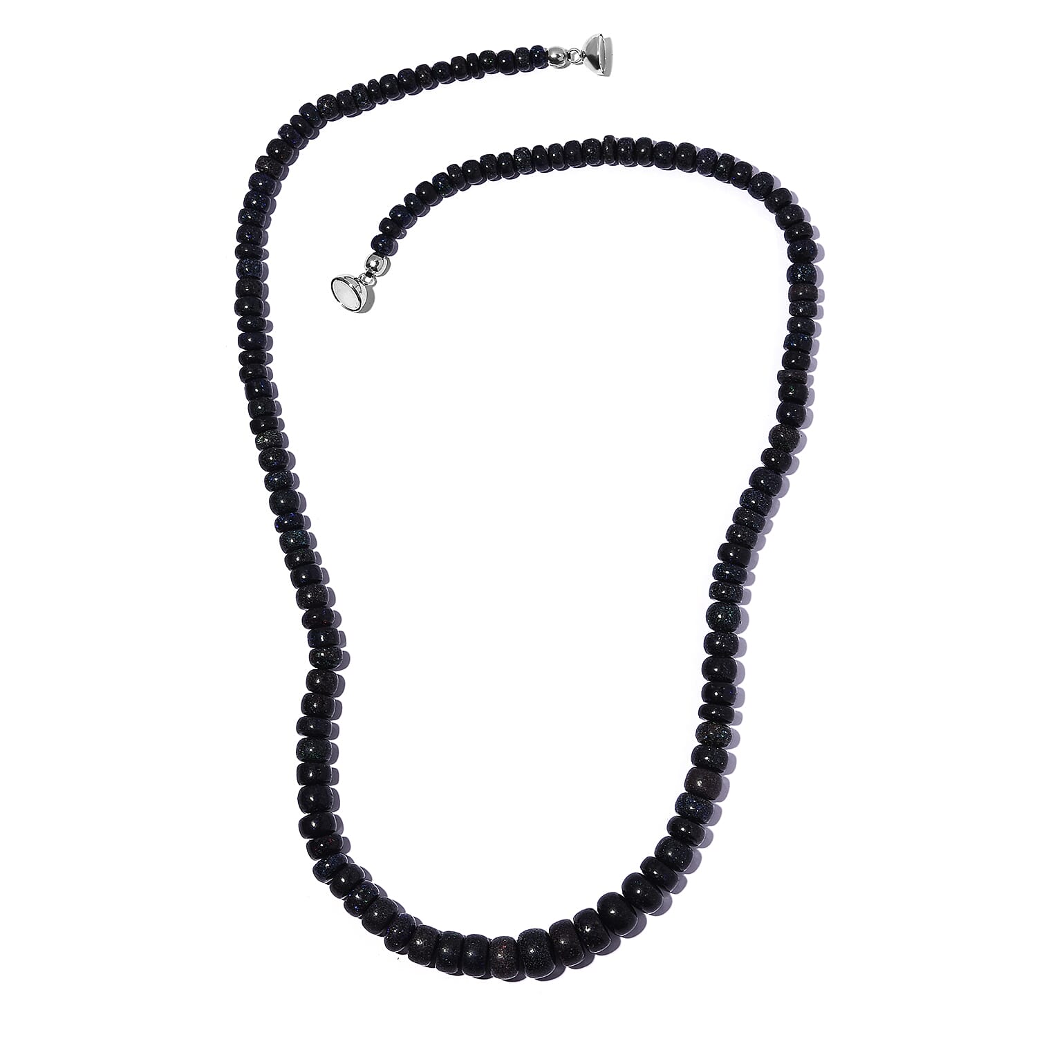 Andamooka Opal Beads Necklace (Size - 20) With Magnetic Lock in Sterling Silver 129.70 Ct.