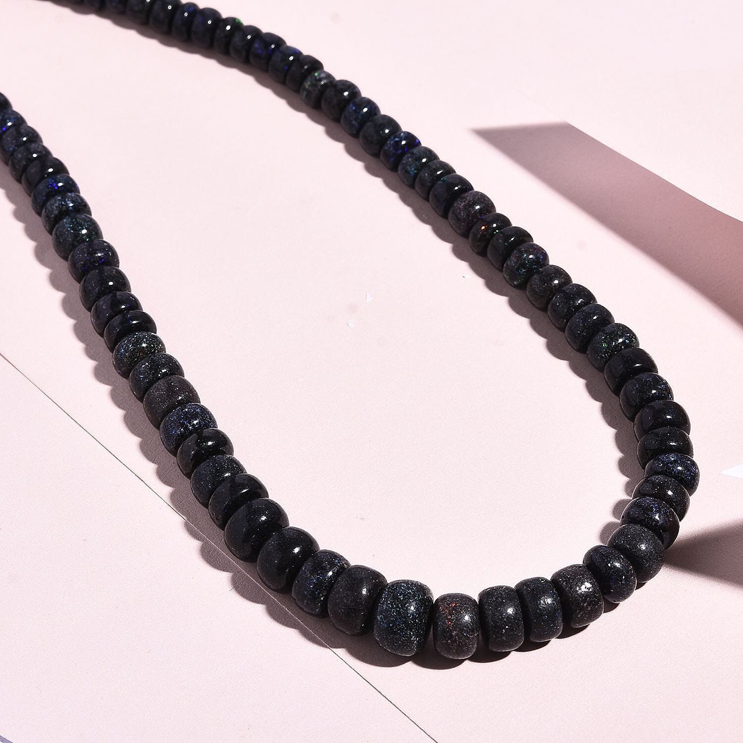 Andamooka Opal Beads Necklace (Size - 20) With Magnetic Lock in Sterling Silver 129.70 Ct.