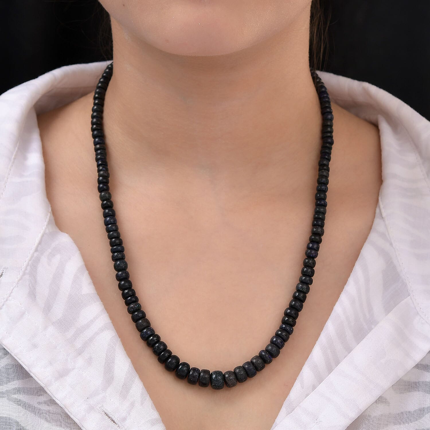 Andamooka Opal Beads Necklace (Size - 20) With Magnetic Lock in Sterling Silver 129.70 Ct.