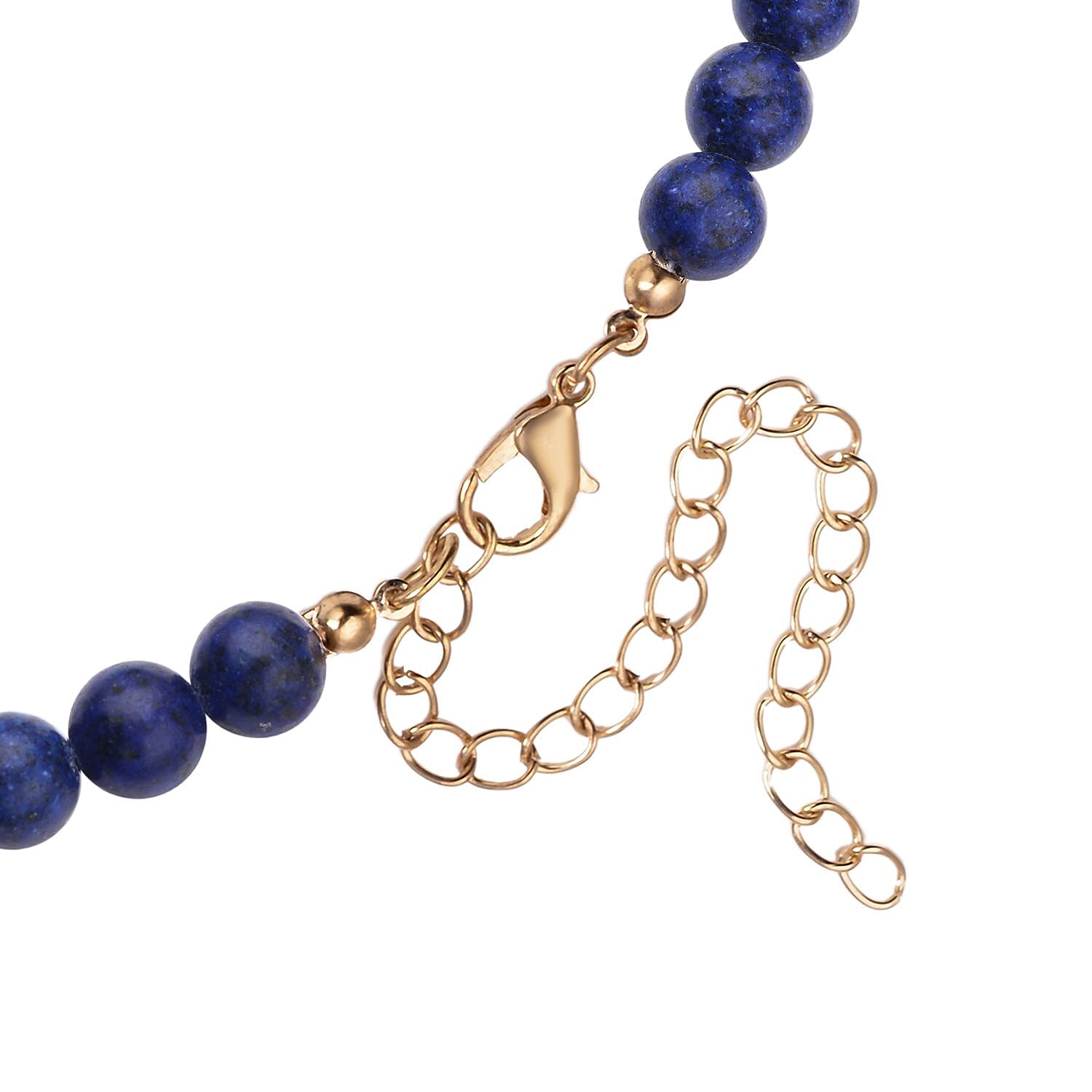 Lapis Lazuli and Dark Blue Colour Austrian Crystal Necklace (Size - 18.5 with 4 inch Extender) in Yellow Gold Tone 230.01 Ct.