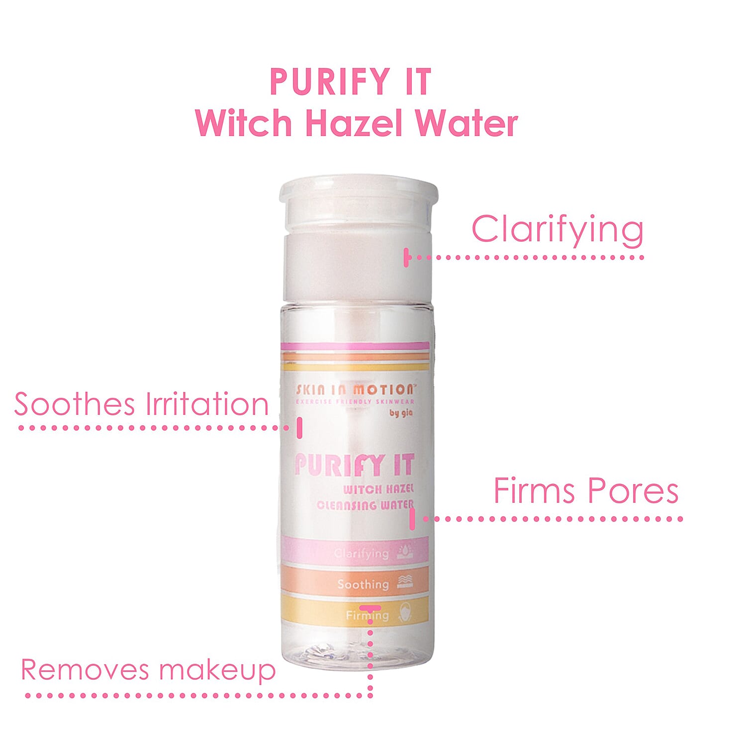 Skin in Motion- Purify Kit (Incl. Witch Hazel Water & Re-usable Makeup Remover Pads) (With Free Orange Water Bottle)
