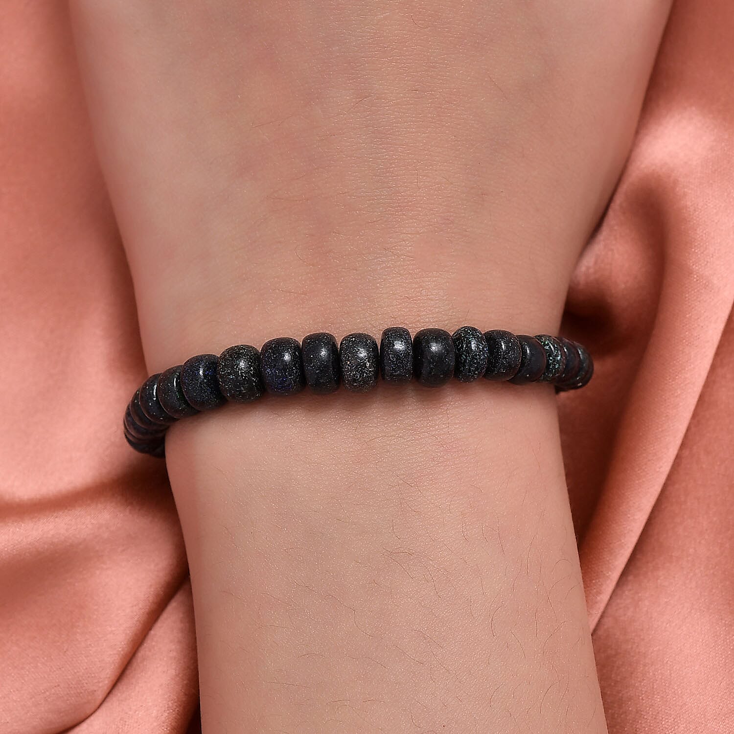 Andamooka Opal Beads Bracelet (Size - 7.5) with Magnetic Lock in Sterling Silver