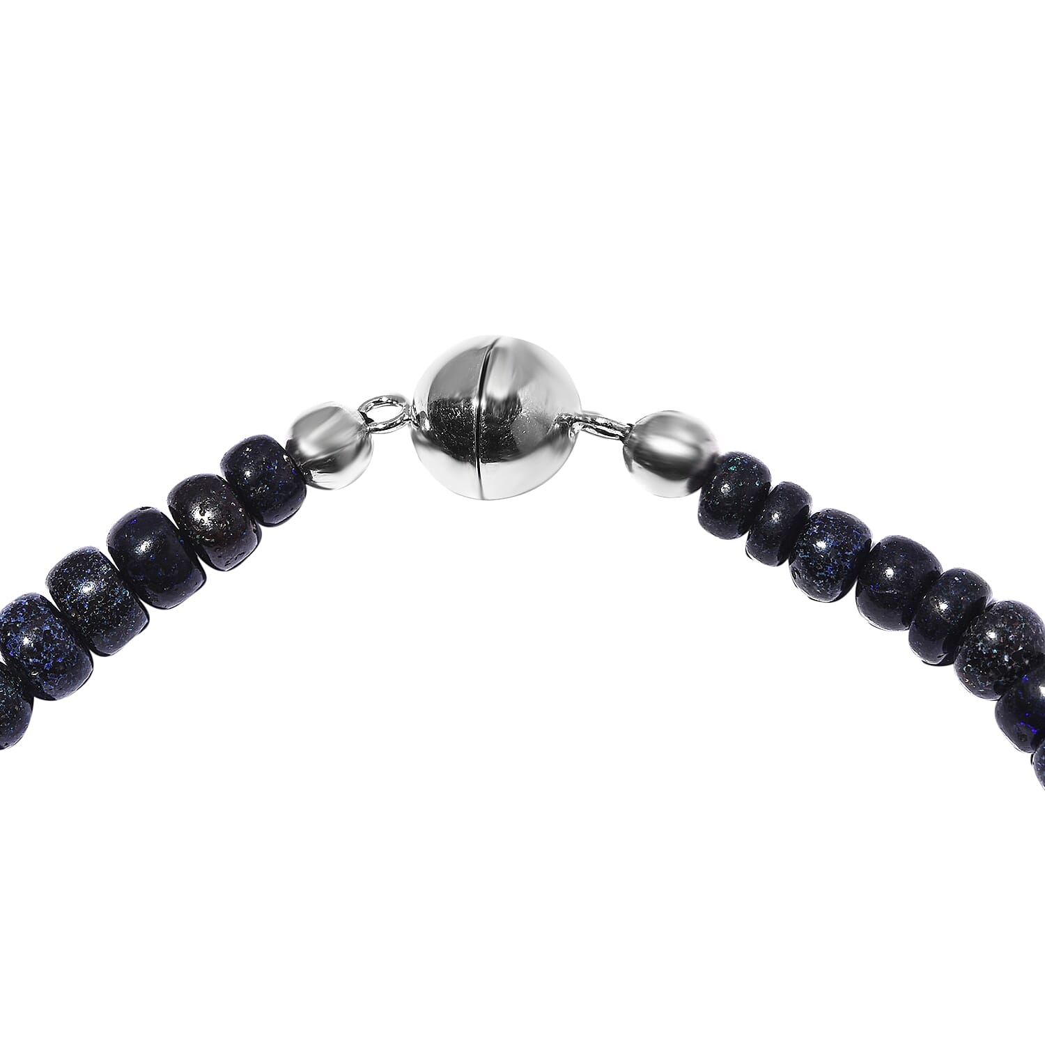 Andamooka Opal Beads Bracelet (Size - 7.5) with Magnetic Lock in Sterling Silver