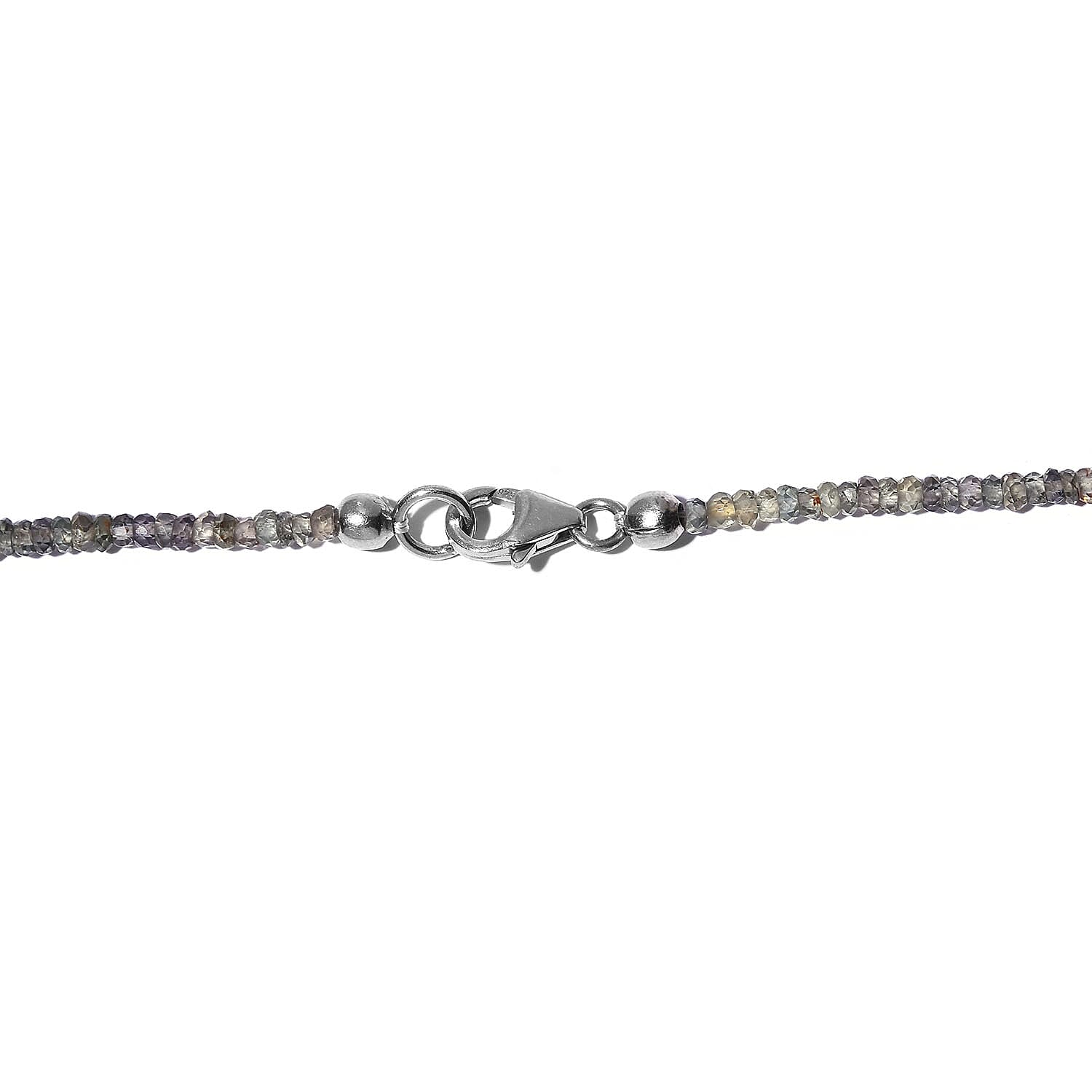 Natural Parti Sapphire Beads Necklace (Size - 20) in Platinum Overlay Sterling Silver 53.00 Ct.