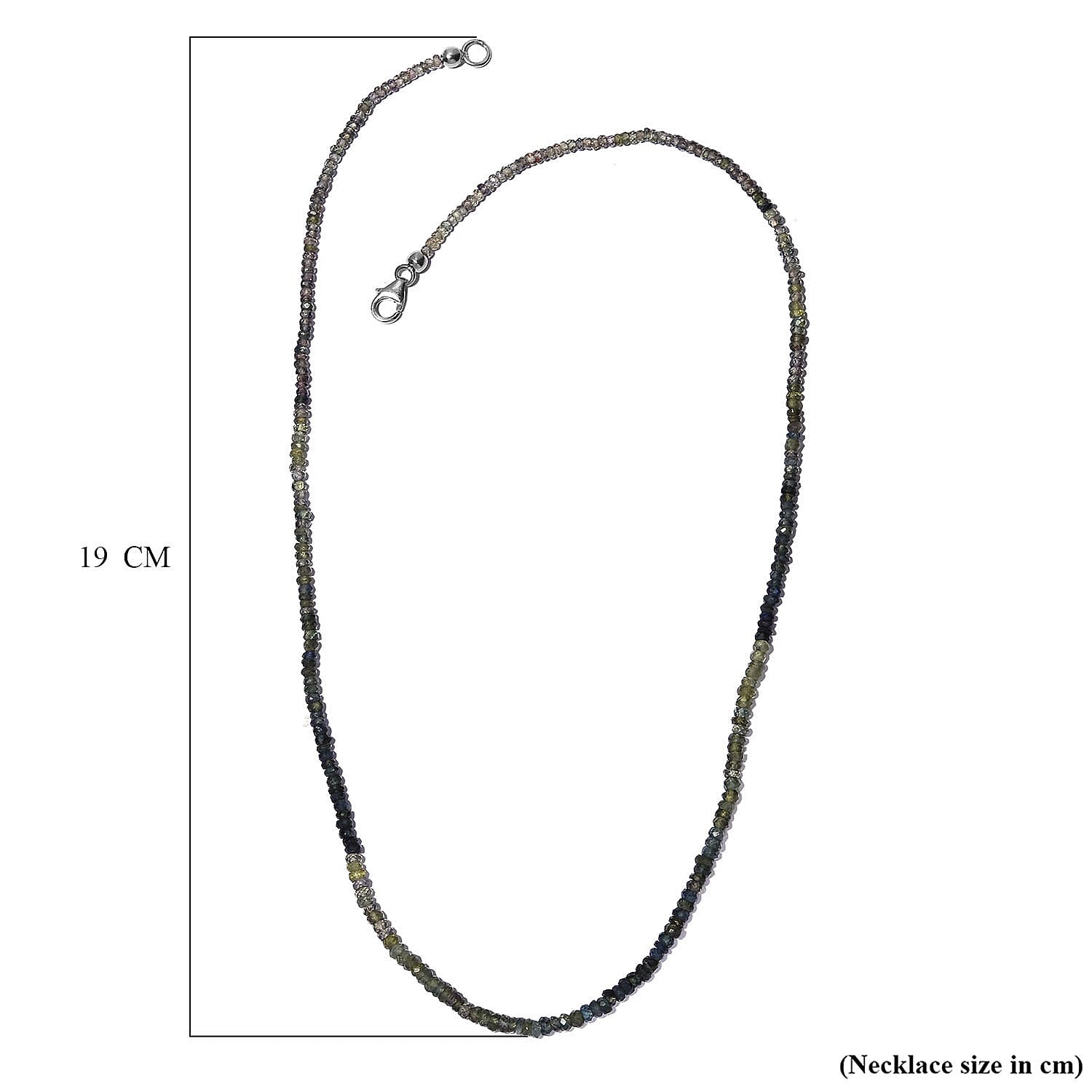 Natural Parti Sapphire Beads Necklace (Size - 20) in Platinum Overlay Sterling Silver 53.00 Ct.