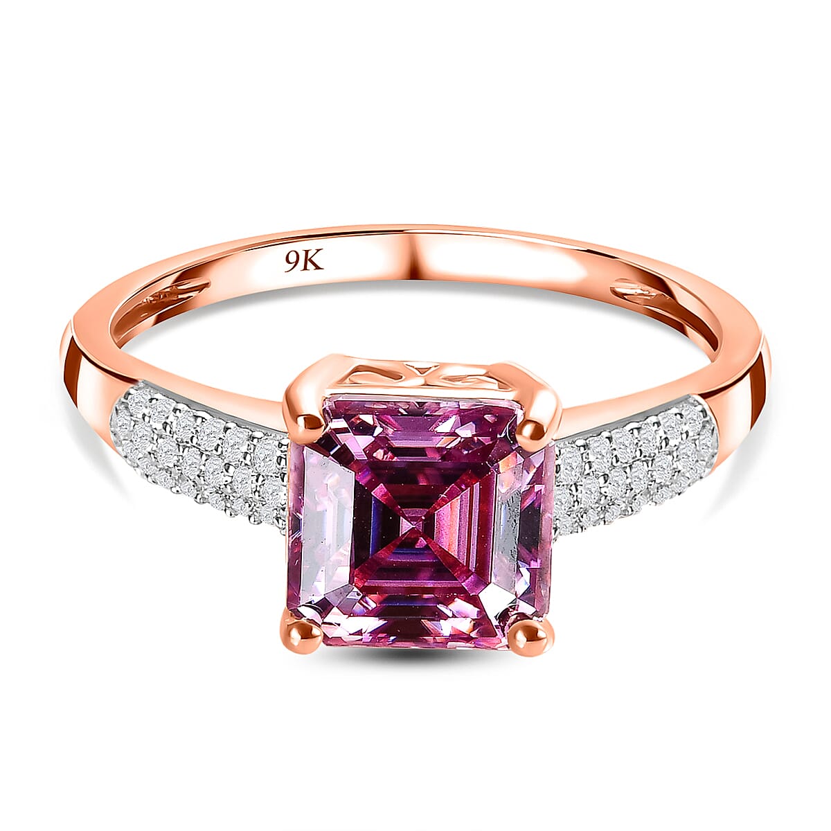 9K Rose Gold Pink and Moissanite Ring 1.88 Ct.