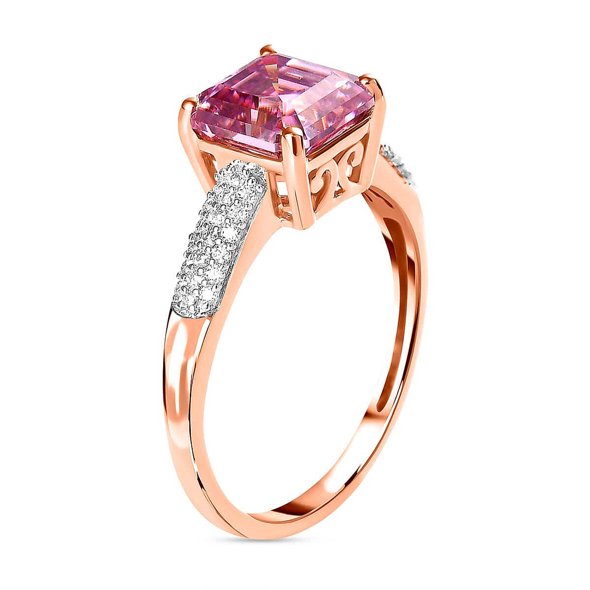 9K Rose Gold Pink and Moissanite Ring 1.88 Ct.