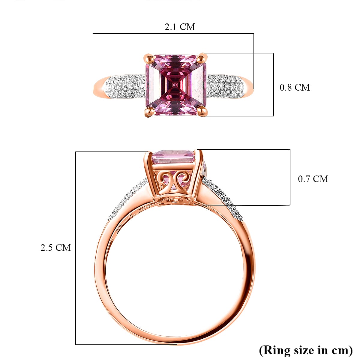 9K Rose Gold Pink and Moissanite Ring 1.88 Ct.