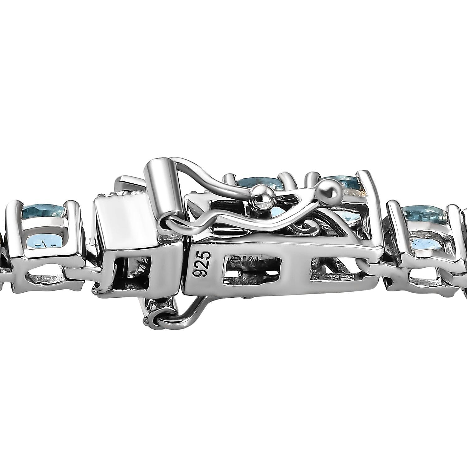 Santa Maria Aquamarine Bracelet (Size - 7) in Platinum Overlay Sterling Silver 5.98 Ct, Silver Wt. 9.24 Gms