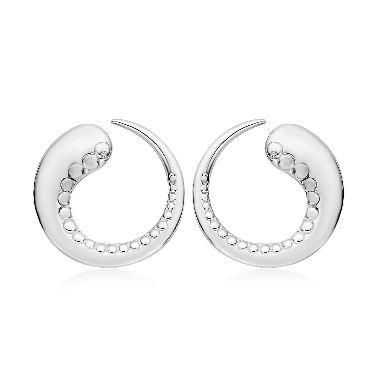 LucyQ Wave Collection - Rhodium Overlay Sterling Silver Stud Earrings (With Push Back)