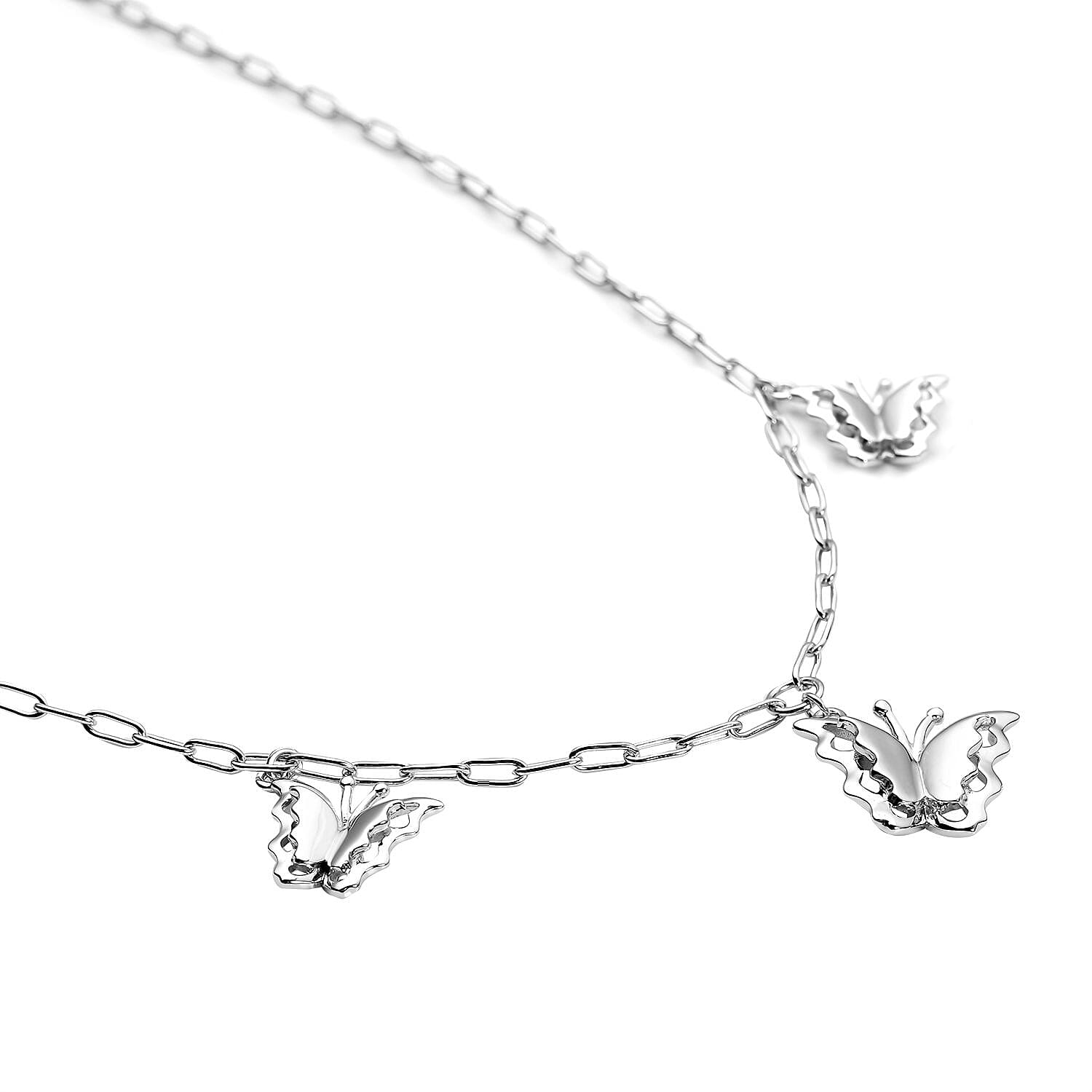 LucyQ Wings Collection - Rhodium Overlay Sterling Silver Necklace (Size 24)