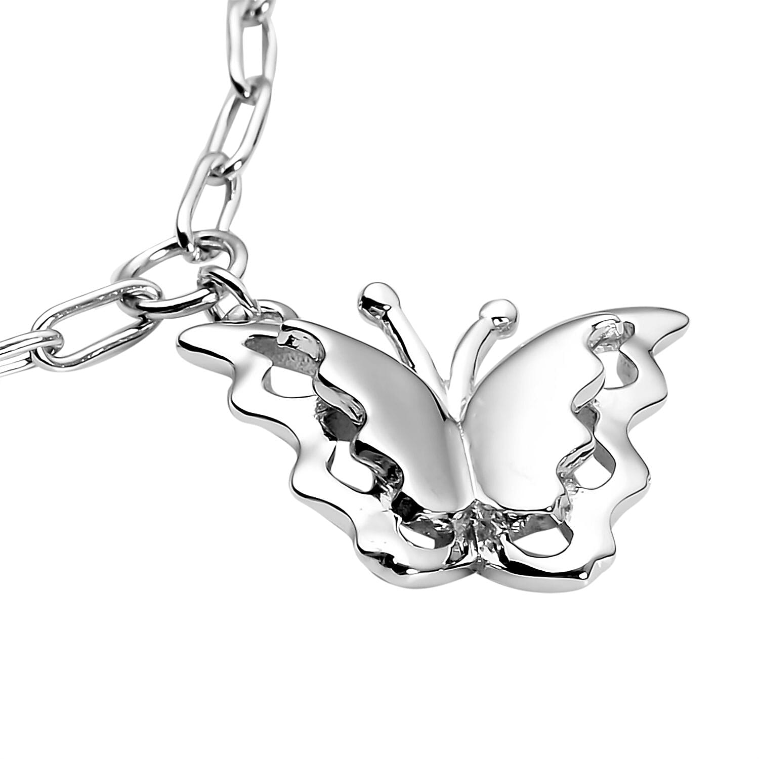 LucyQ Wings Collection - Rhodium Overlay Sterling Silver Necklace (Size 24)