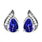 9K White Gold  AA   Tanzanite ,  White Diamond  I3 Solitaire Stud Push Post Earring 1.25 ct,  Gold Wt. 1.92 Gms