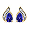 9K Yellow Gold  AA   Tanzanite ,  White Diamond  I3 Solitaire Stud Push Post Earring 1.25 ct,  Gold Wt. 1.67 Gms  .