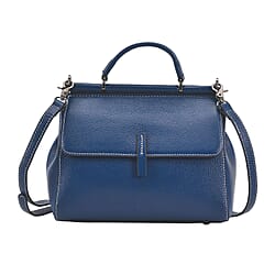 Genuine Leather Solid Crossbody Bag - Black