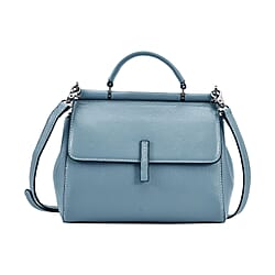 Genuine Leather Solid Crossbody Bag - Black