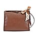 Genuine Leather Solid Crossbody Bag - Brown 
