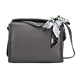 Genuine Leather Solid Crossbody Bag - Brown 