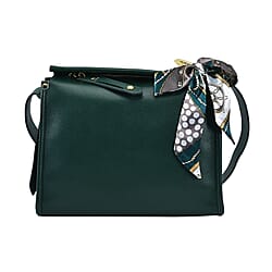 Genuine Leather Solid Crossbody Bag - Brown 