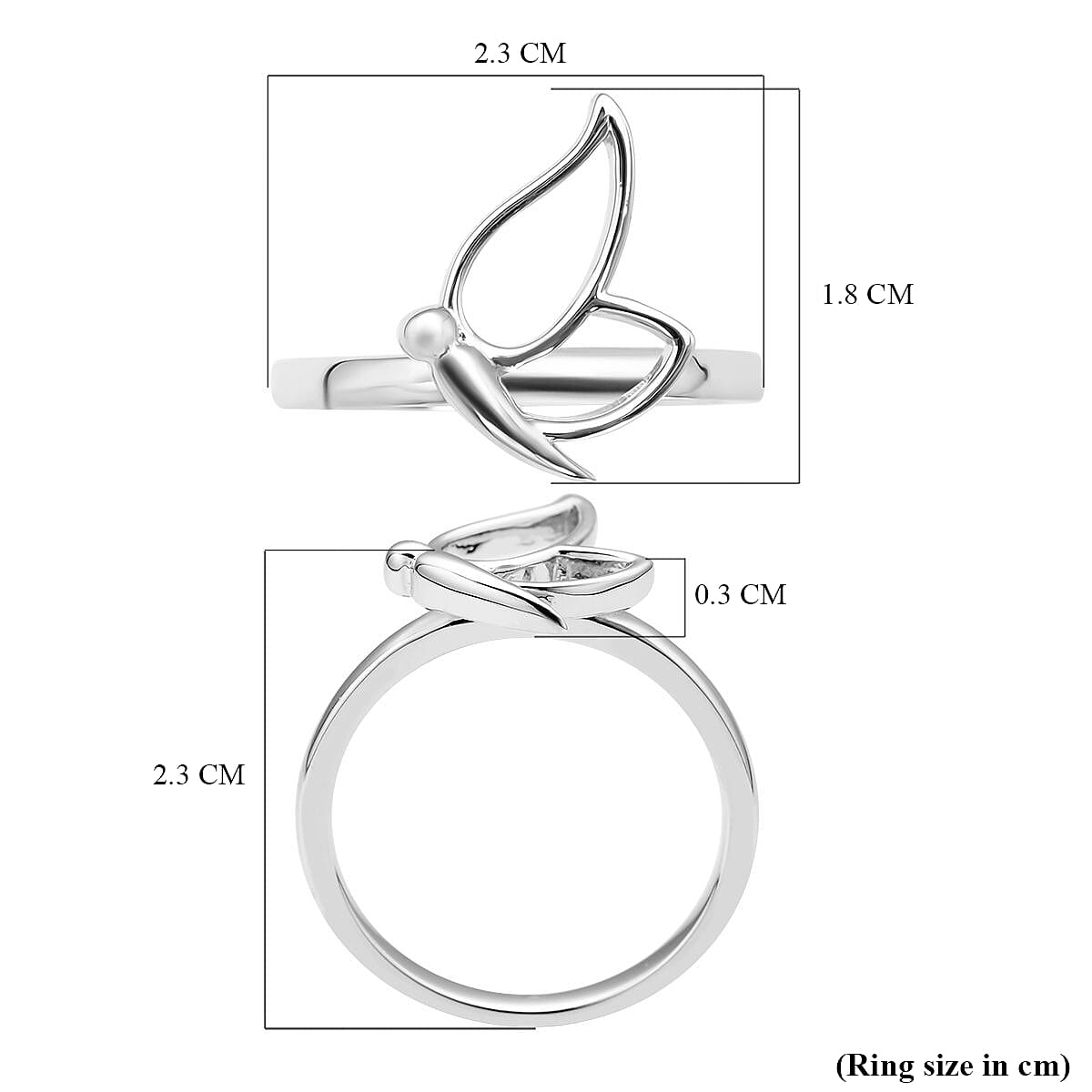 LucyQ Wings Collection - Rhodium Overlay Sterling Silver Ring