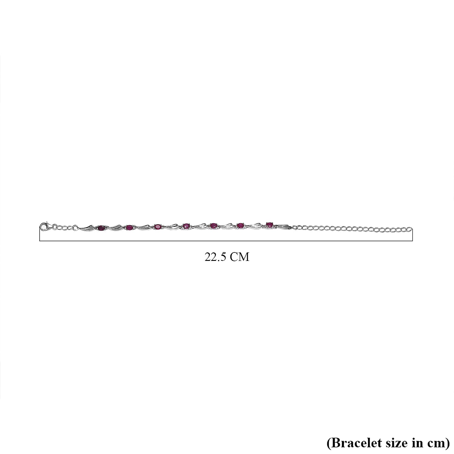 African Ruby Bracelet (Size - 6.5-2 Ext) with Lobster Clasp in Rhodium Overlay Sterling Silver 1.88 Ct.