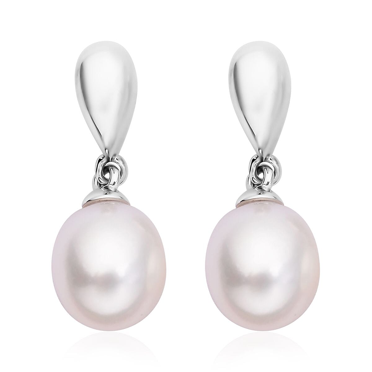 Lucy Q Fluid Pearl Collection - Freshwater Pearl Dangling Earrings (with Push Back) in Rhodium Overlay Sterling Silver