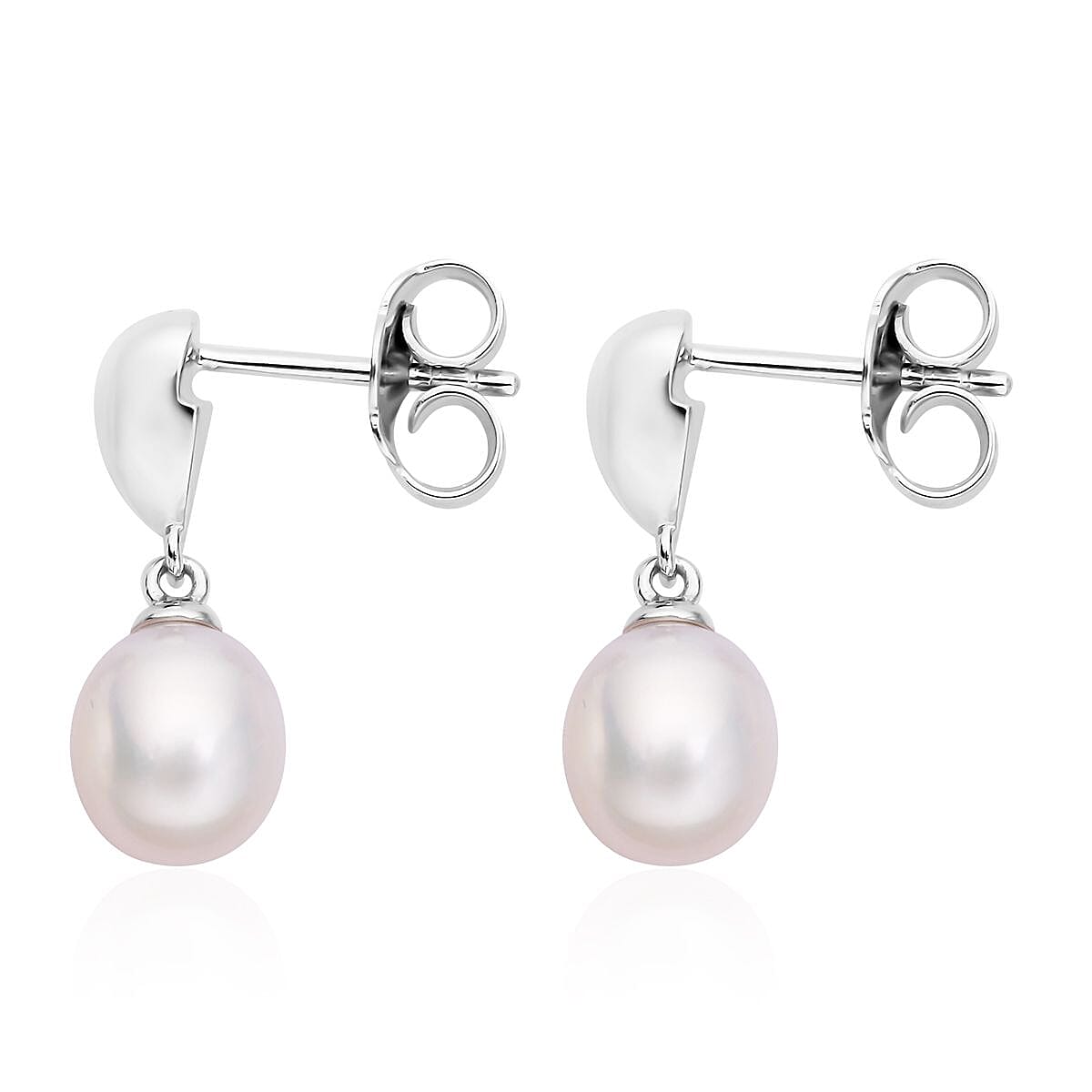 Lucy Q Fluid Pearl Collection - Freshwater Pearl Dangling Earrings (with Push Back) in Rhodium Overlay Sterling Silver