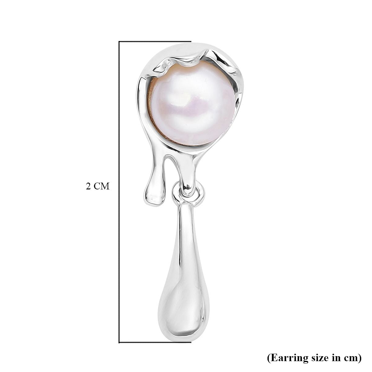 LucyQ Fluid Pearl Collection - Freshwater Pearl Dangling Earrings (With Push Back) in Rhodium Overlay Sterling Silver