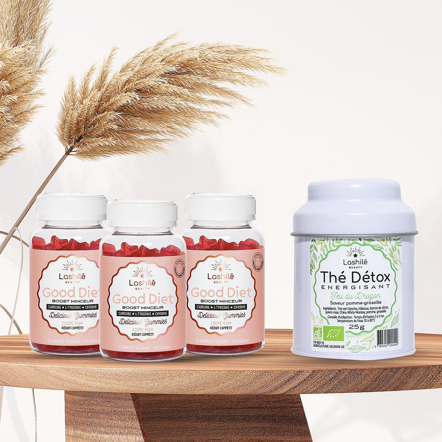 Lashile- Good Diet Vitamin Boost Gummies Bundle - 180 Pieces (With Free Detox Tea)