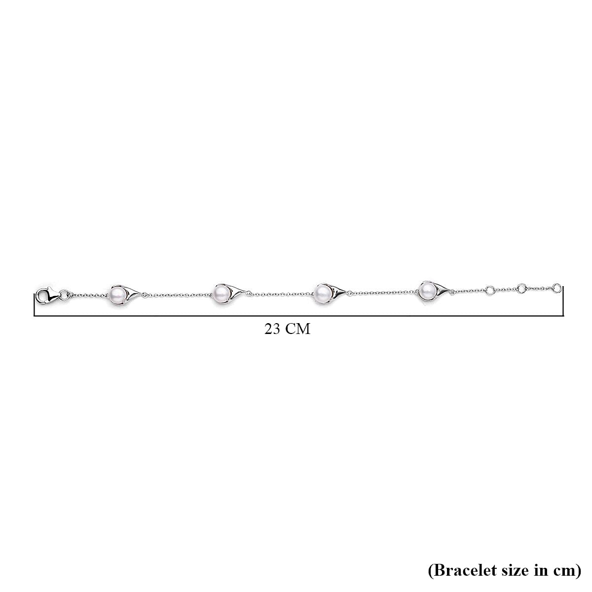 Lucy Q Fluid Pearl Collection - Freshwater Pearl Station Bracelet (Size - 7-7.5-8 Inch) in Rhodium Overlay Sterling Silver