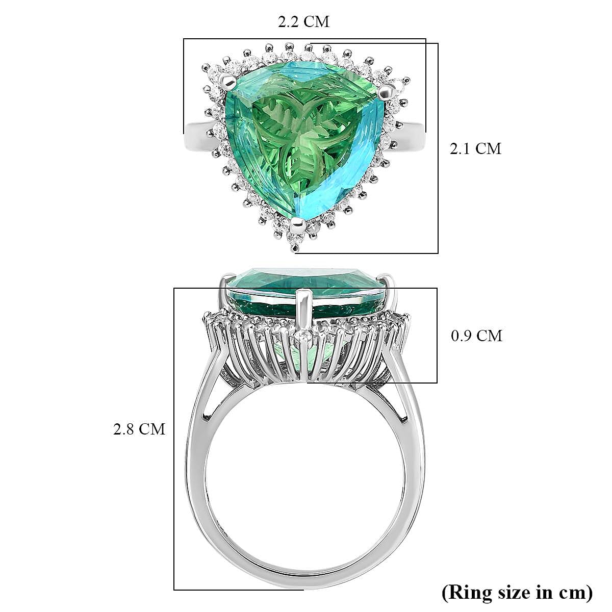 Peacock Quartz and Natural Zircon Ring in Platinum Overlay Sterling Silver 9.81 Ct. Peacock Quartz and Natural Zircon Ring in Platinum Overlay Sterling Silver 9.81 Ct.