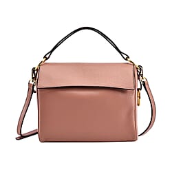 Genuine Leather Solid Crossbody Bag - Tan