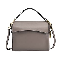 Genuine Leather Solid Crossbody Bag - Tan