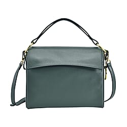 Genuine Leather Solid Crossbody Bag - Tan