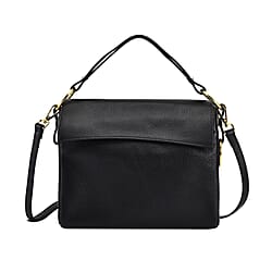 Genuine Leather Solid Crossbody Bag - Tan