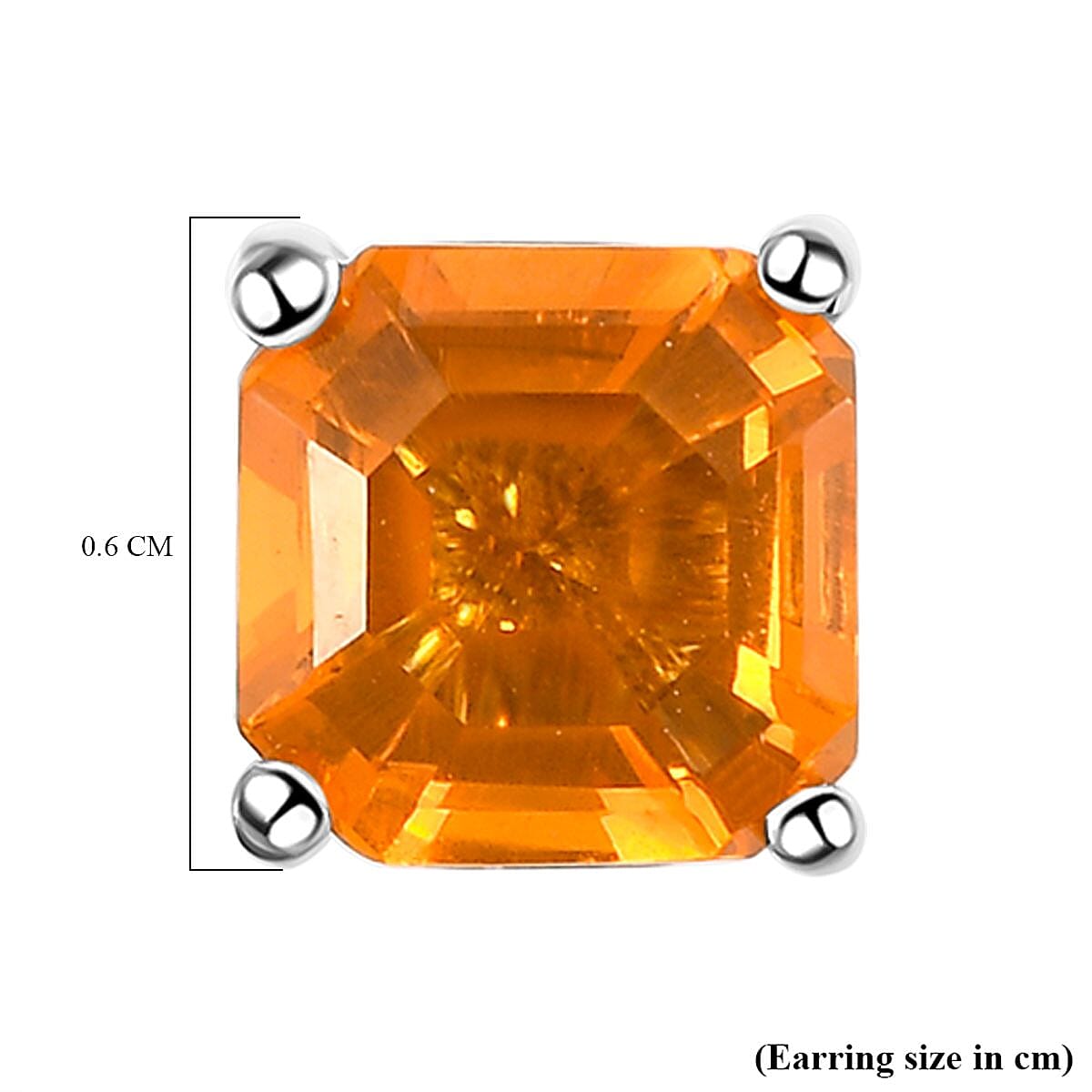 Jalisco Fire Opal Asher Cut Stud Earrings (with Push Back) in Platinum Overlay Sterling Silver