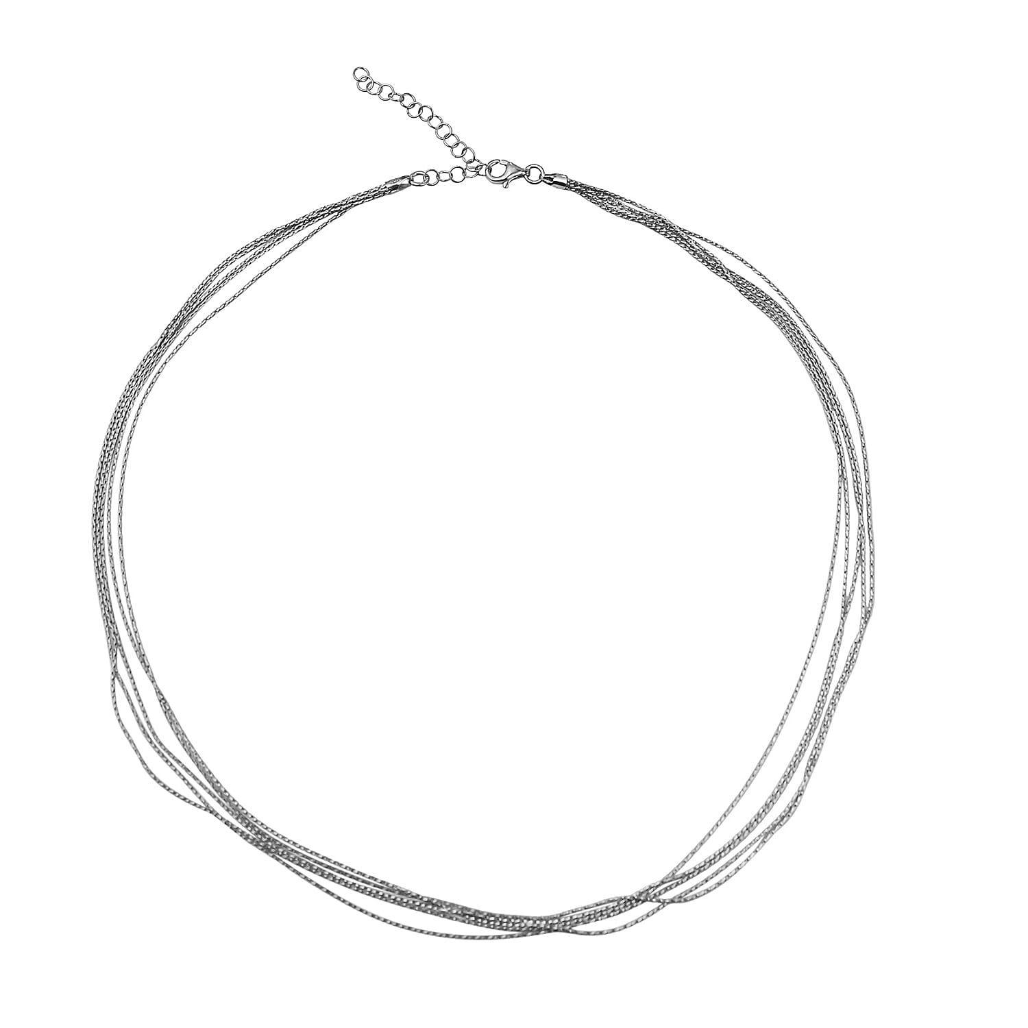 JCK VEGAS CLOSE OUT - Platinum Overlay Sterling Silver Multi-Strand Necklace (Size - 18 with 2 Inch Extender) with Lobster Clasp,  Silver Wt. 8.50 Gms