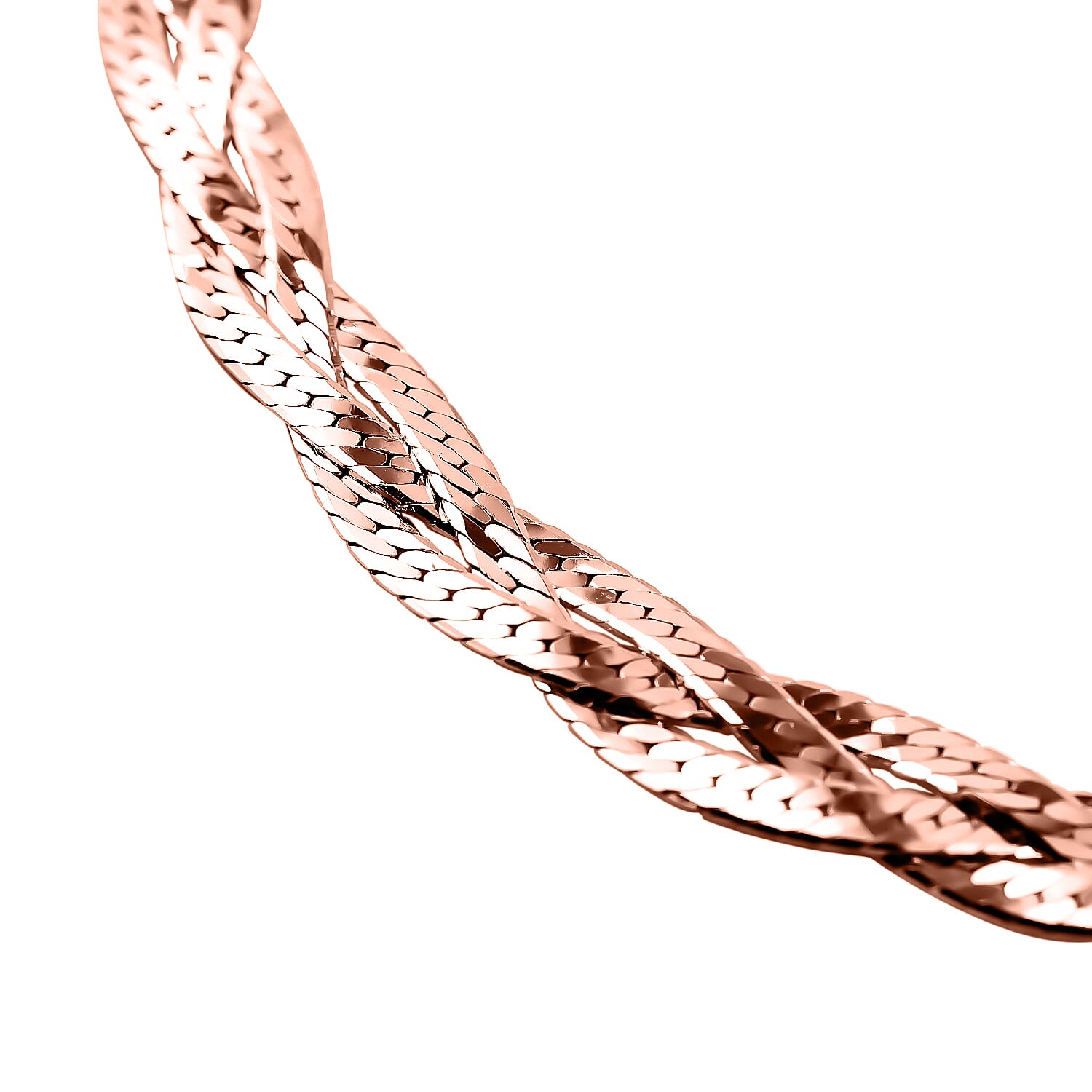 Rose Gold Overlay Sterling Silver Braided Bracelet (Size - 7.5 with 1 Inch Extender)
