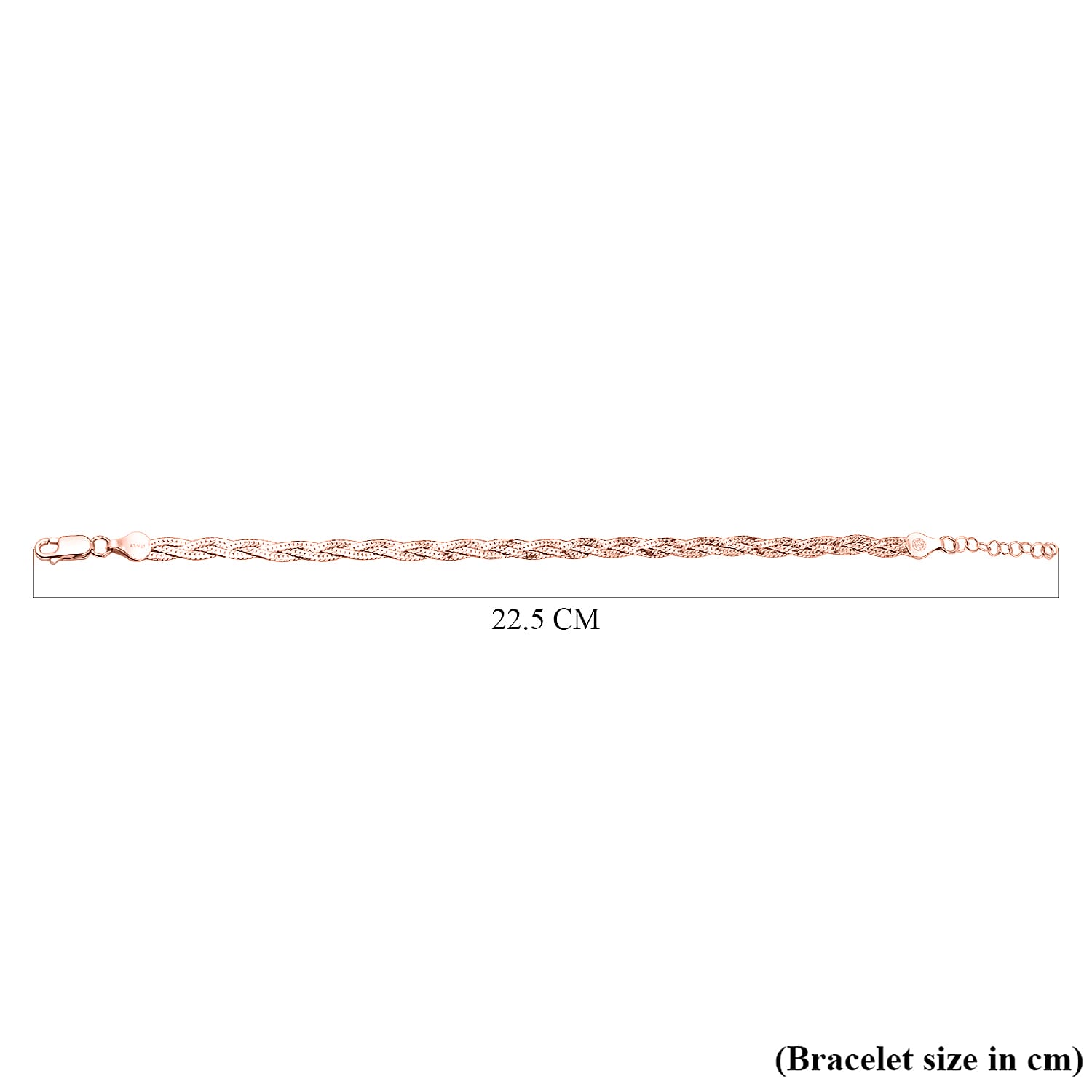 Rose Gold Overlay Sterling Silver Braided Bracelet (Size - 7.5 with 1 Inch Extender)